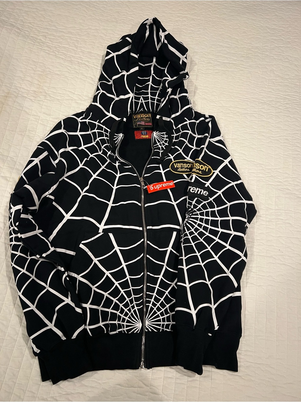 Supreme Vanson Leathers Spider-Man Zip Up Hooded Sweatshirt
Black
Size: S